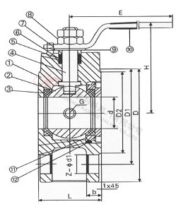 BQ71F對夾式保溫球閥外形結(jié)構(gòu)圖